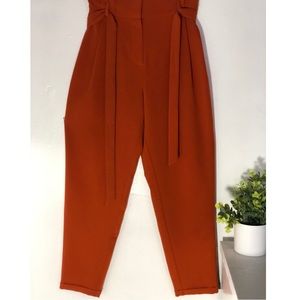Burnt orange tapered and high waisted trousers